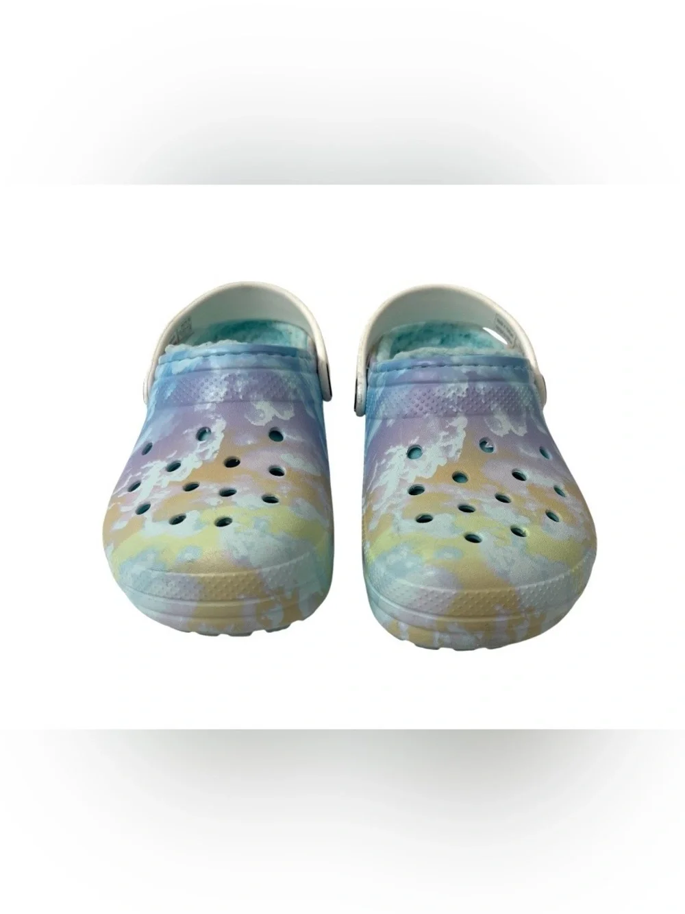 CROCS - Kids Girls Size 13 (C13) Multicolor Tie Dye with Fuzzy Lining